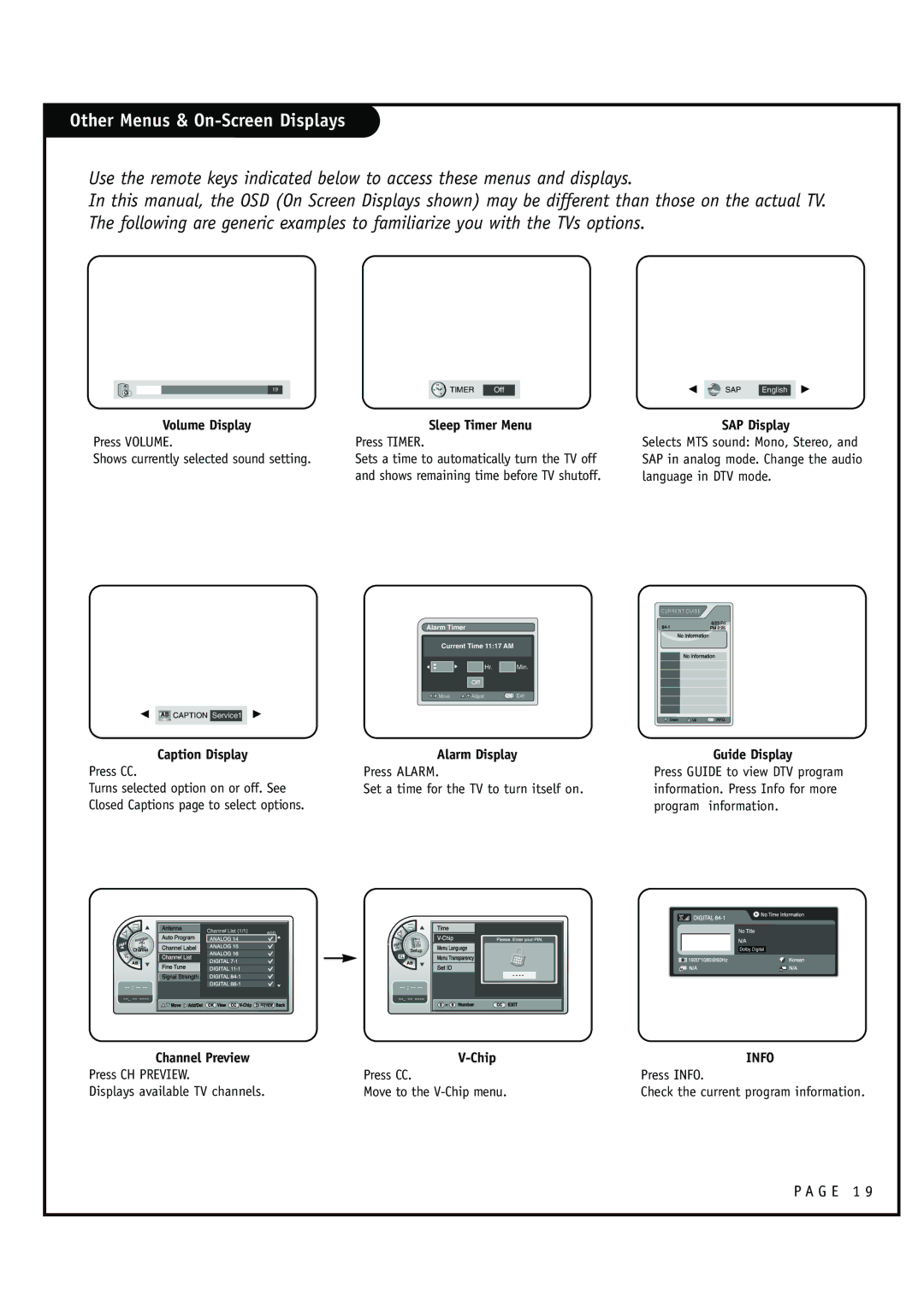 Zenith HCS5610 warranty Other Menus & On-Screen Displays, Info 