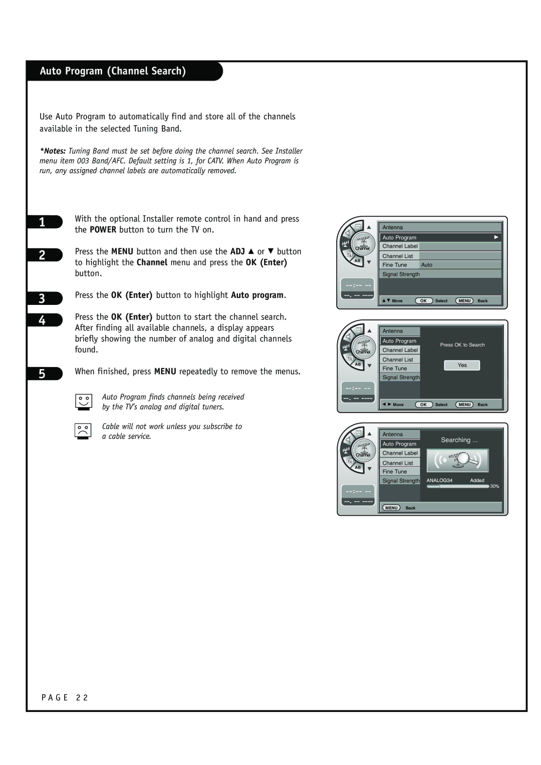 Zenith HCS5610 warranty Auto Program Channel Search 