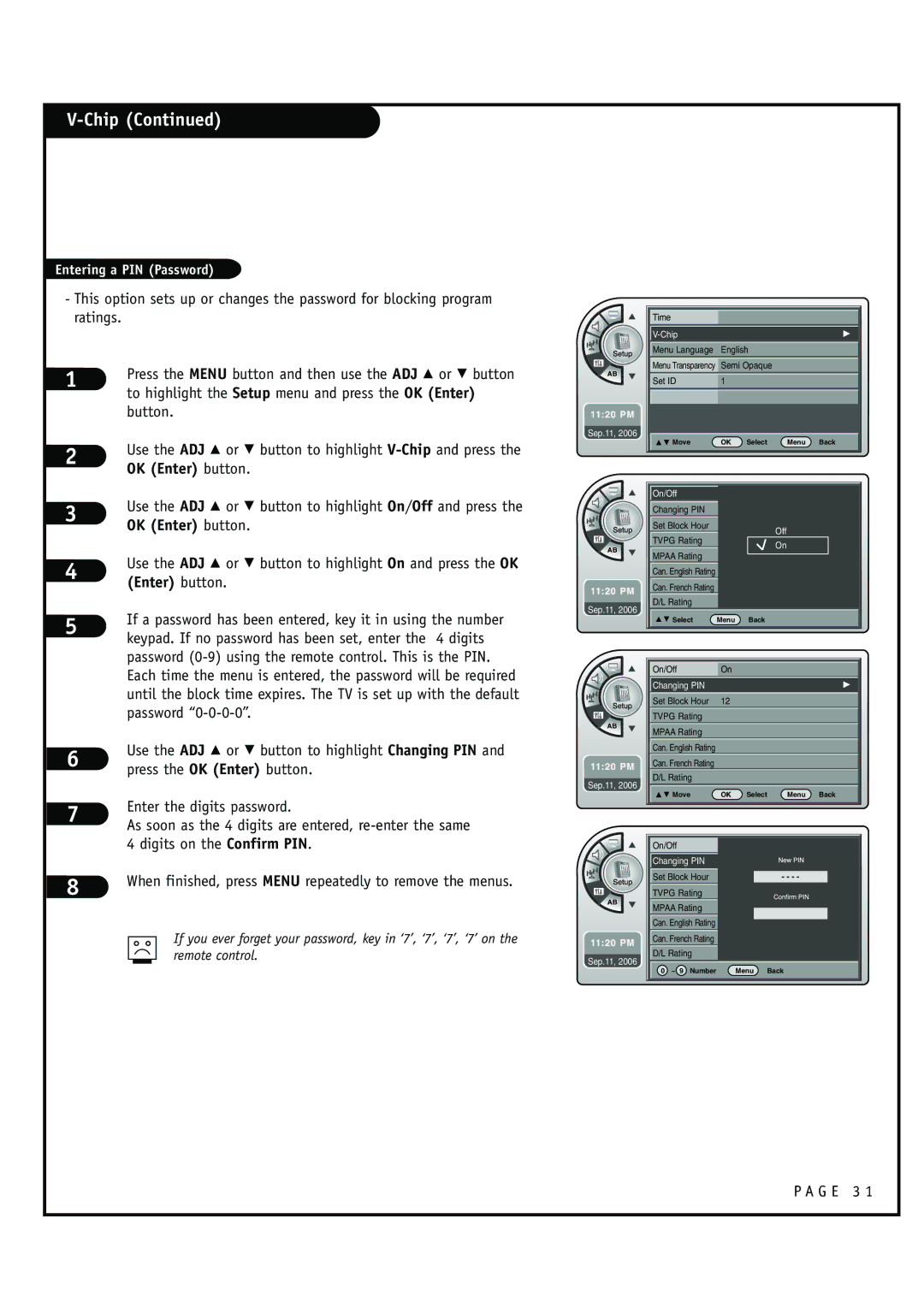 Zenith HCS5610 warranty Chip, OK Enter button 