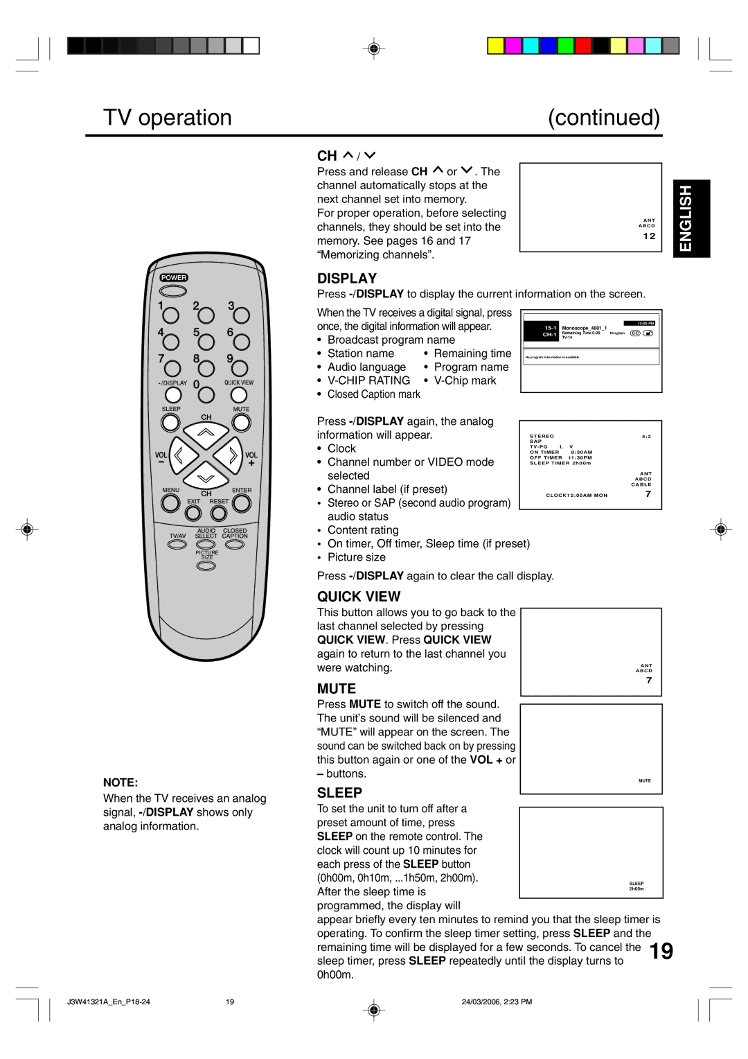 Zenith J3W41321A warranty TV operation 