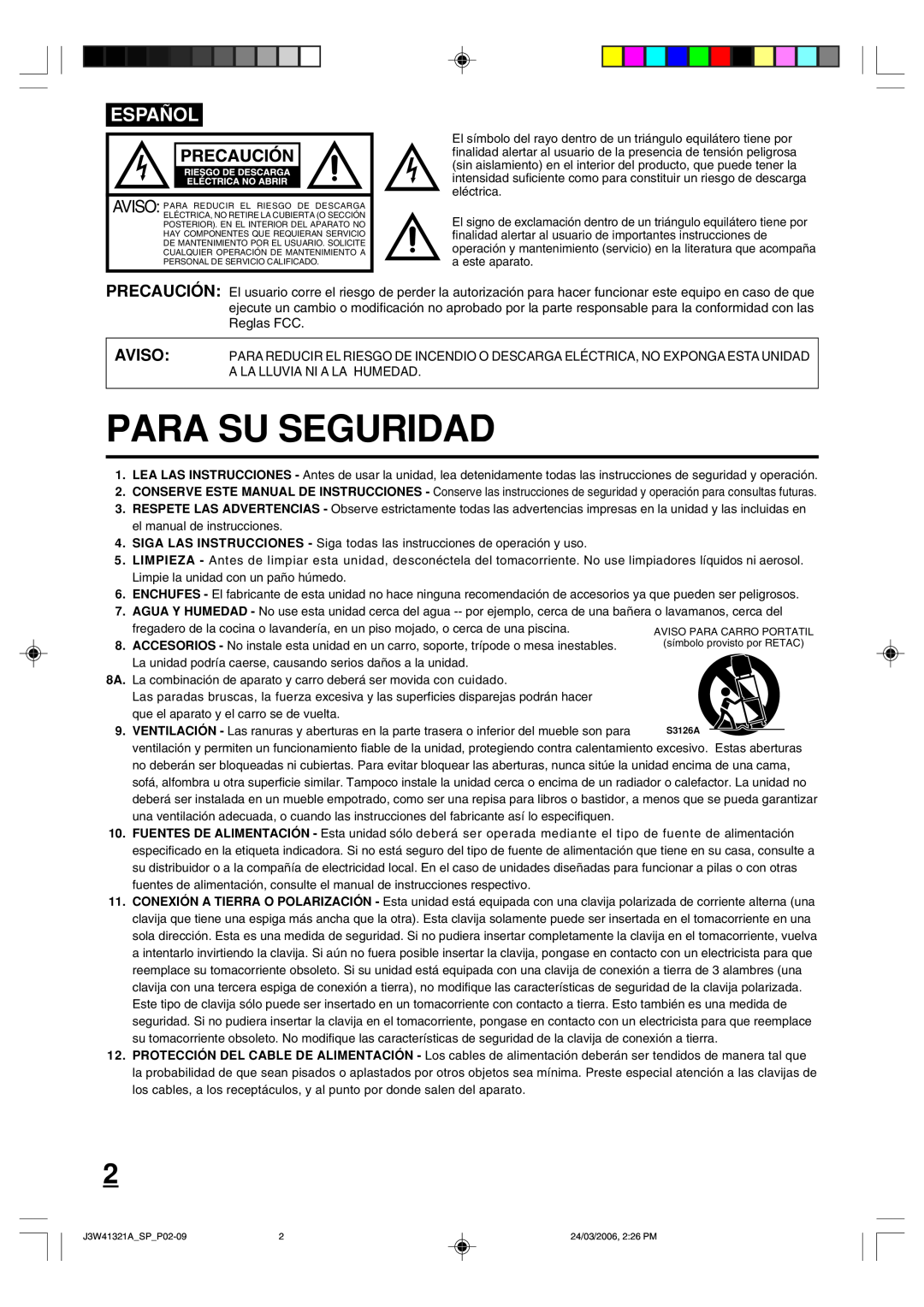 Zenith J3W41321A warranty Para Su Seguridad, Español 