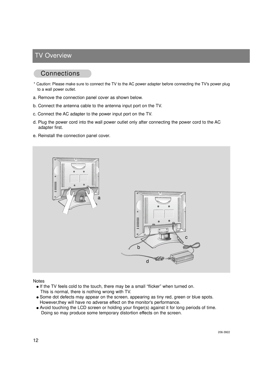 Zenith L15V36, L20V36 warranty TV Overview, Connections 