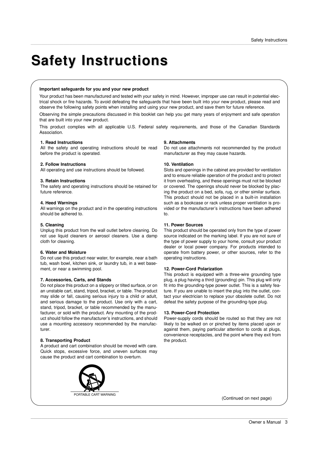 Zenith P42W34H Important safeguards for you and your new product, Read Instructions, Attachments, Follow Instructions 