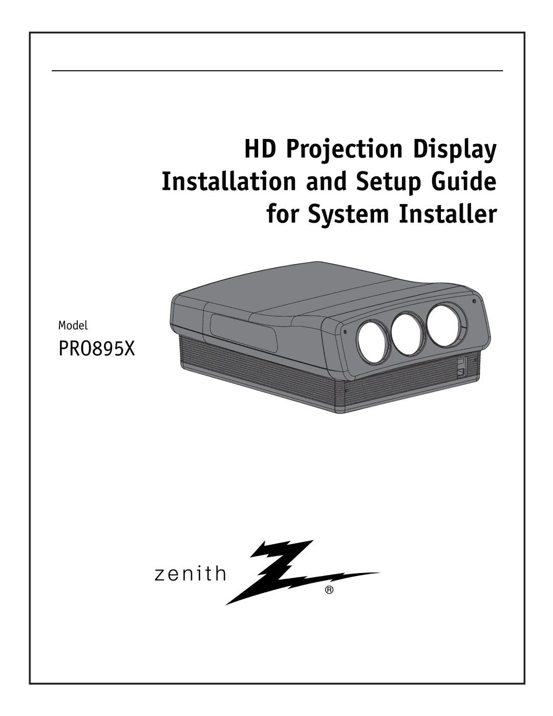 Zenith PRO895X setup guide HD Projection Display 