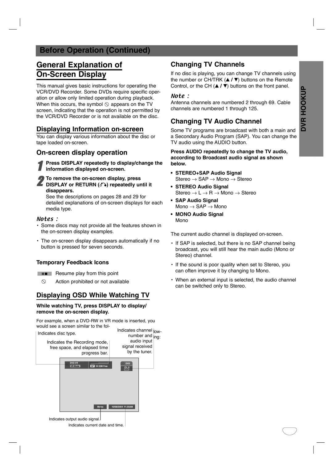 Zenith XBR411 warranty Before Operation General Explanation On-Screen Display 