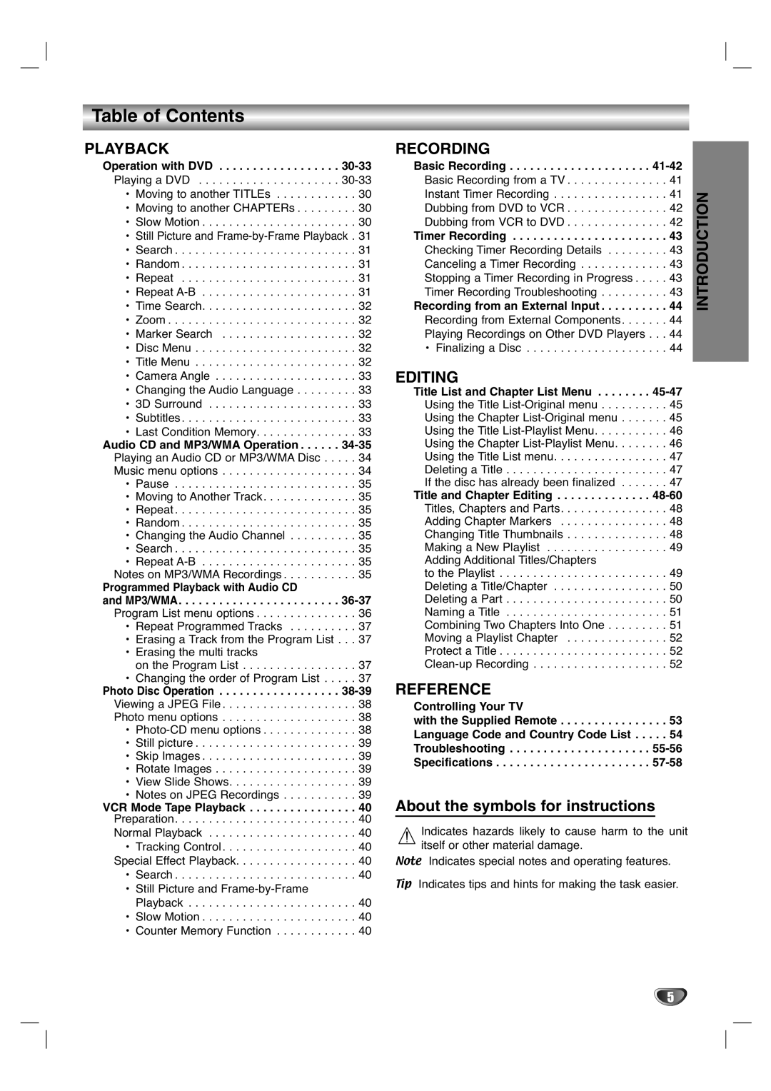 Zenith XBR411 warranty About the symbols for instructions 