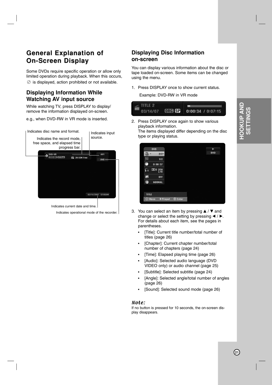 Zenith XBR716 warranty General Explanation of On-Screen Display, Displaying Information While Watching AV input source 