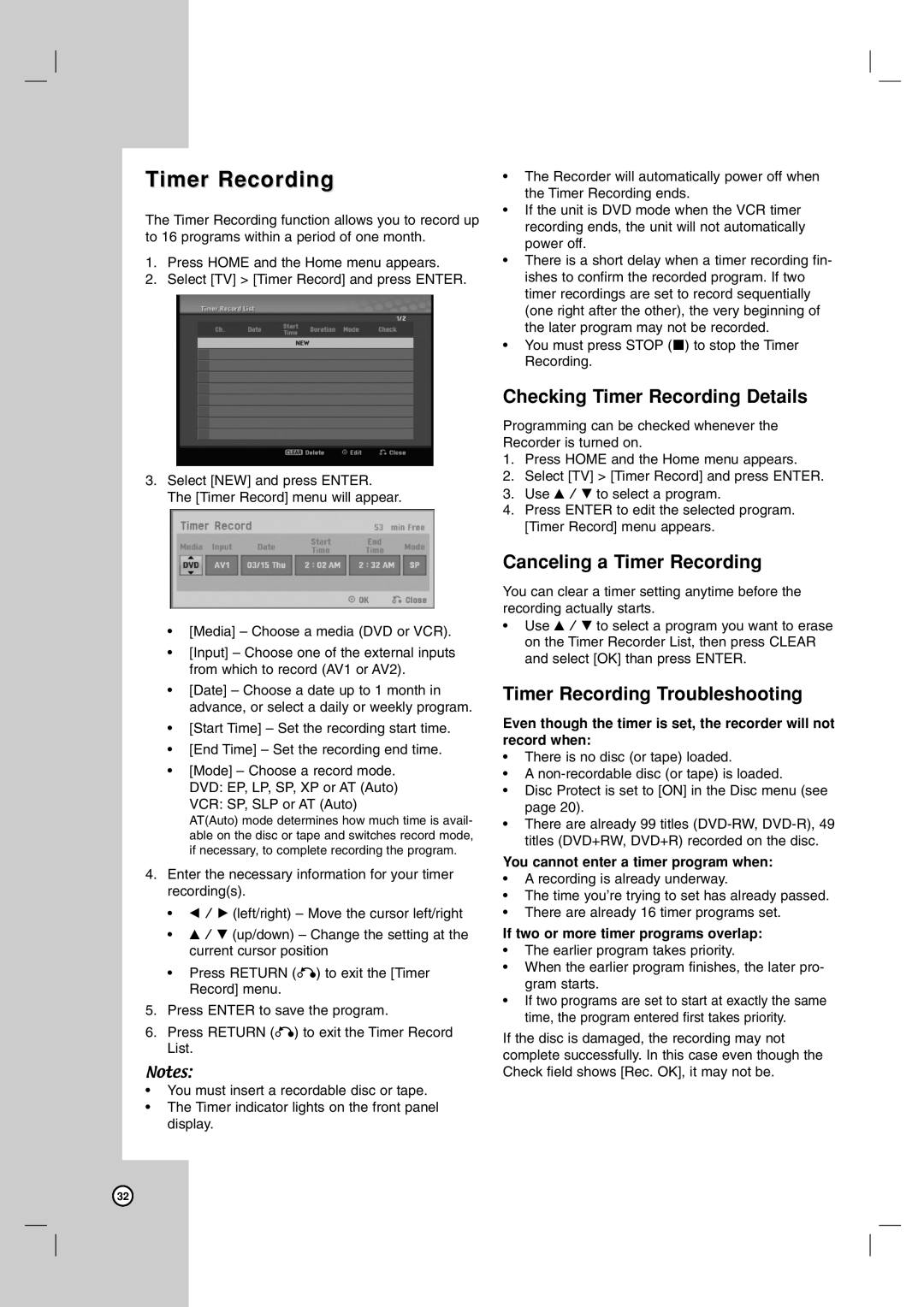 Zenith XBR716 warranty Checking Timer Recording Details, Canceling a Timer Recording, Timer Recording Troubleshooting 