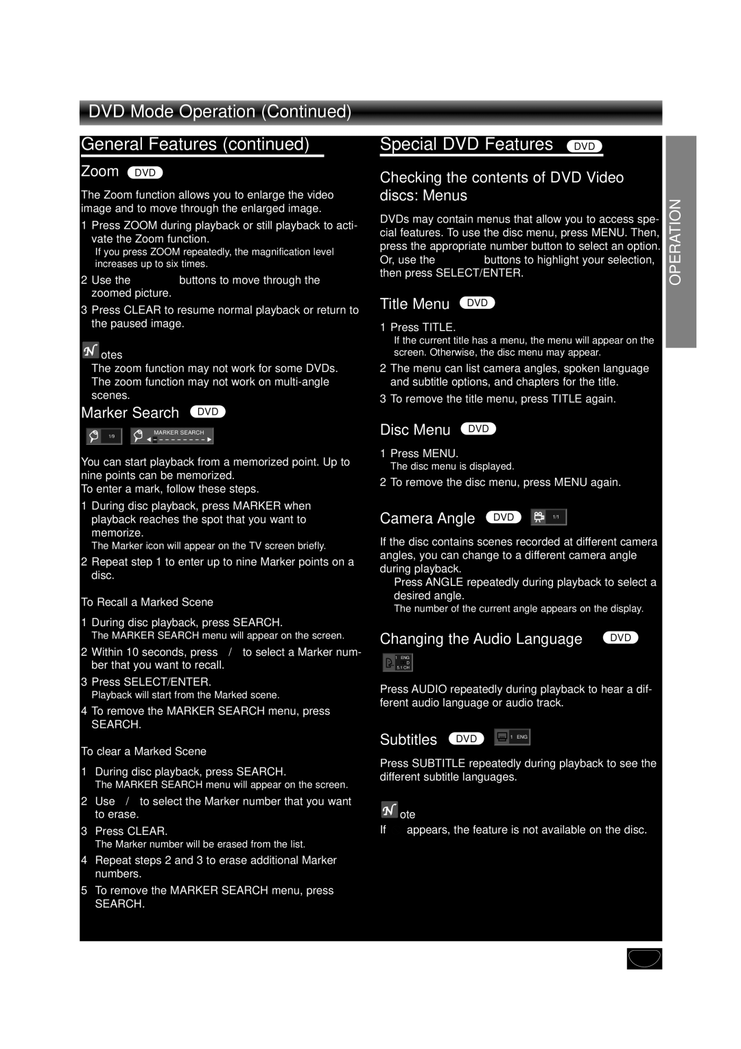 Zenith XBS245 warranty Special DVD Features DVD 