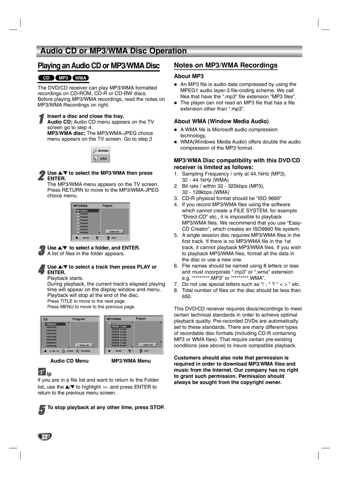 Zenith XBS341 warranty About MP3, About WMA Window Media Audio, Enter 