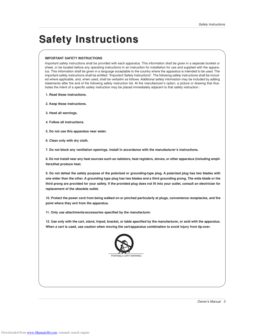 Zenith Z52SZ80 warranty Important Safety Instructions 