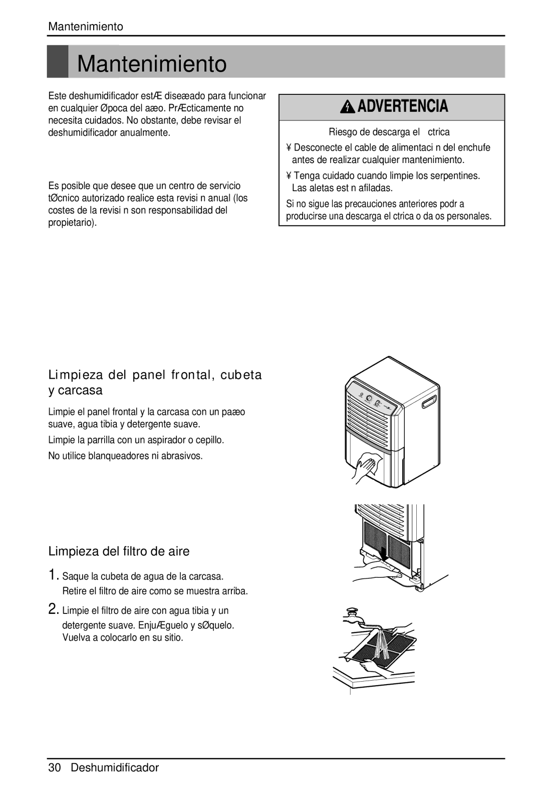 Zenith ZD309 owner manual Mantenimiento, Vuelva a colocarlo en su sitio 