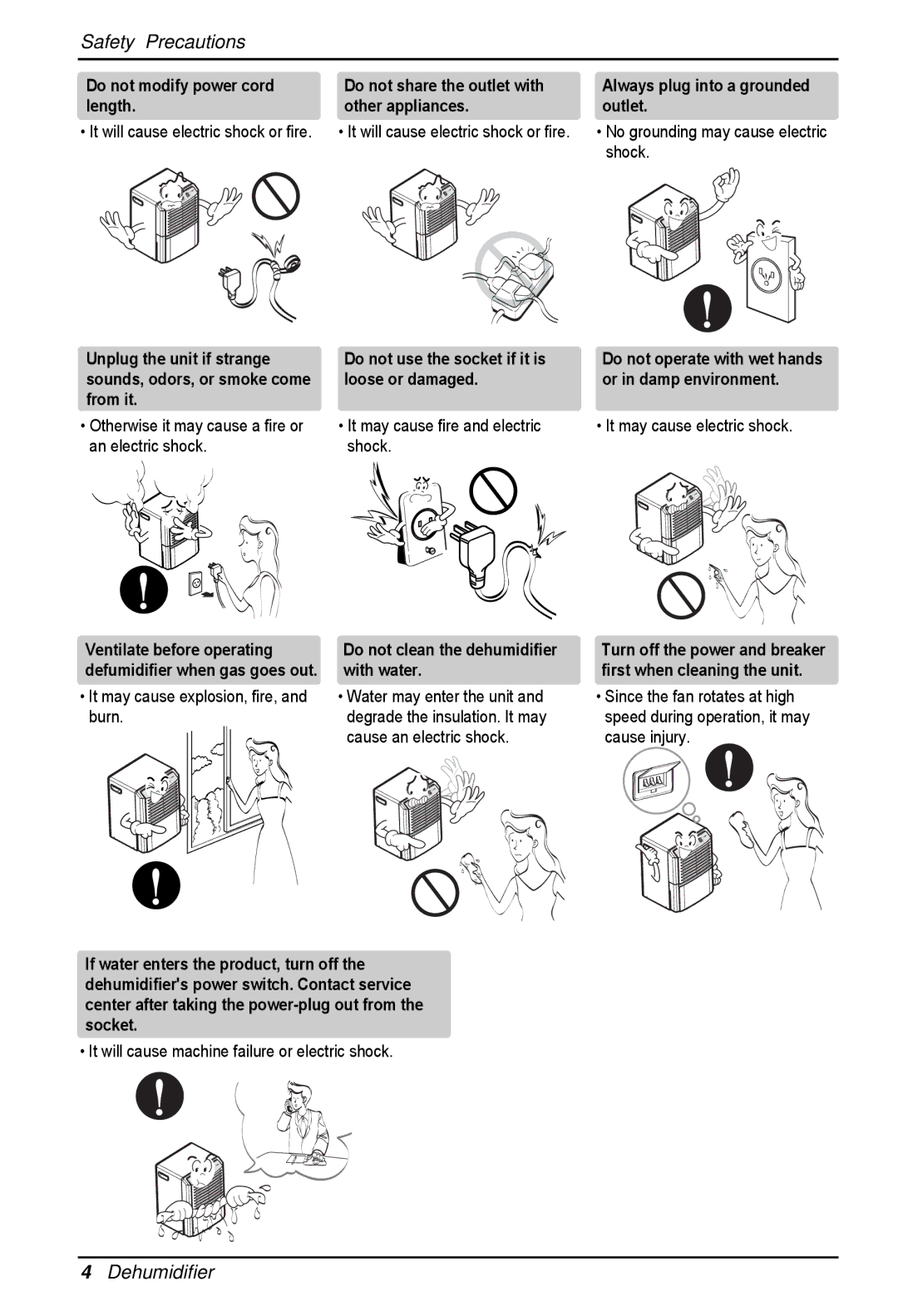 Zenith ZD309 owner manual Do not modify power cord length, Do not share the outlet with other appliances 