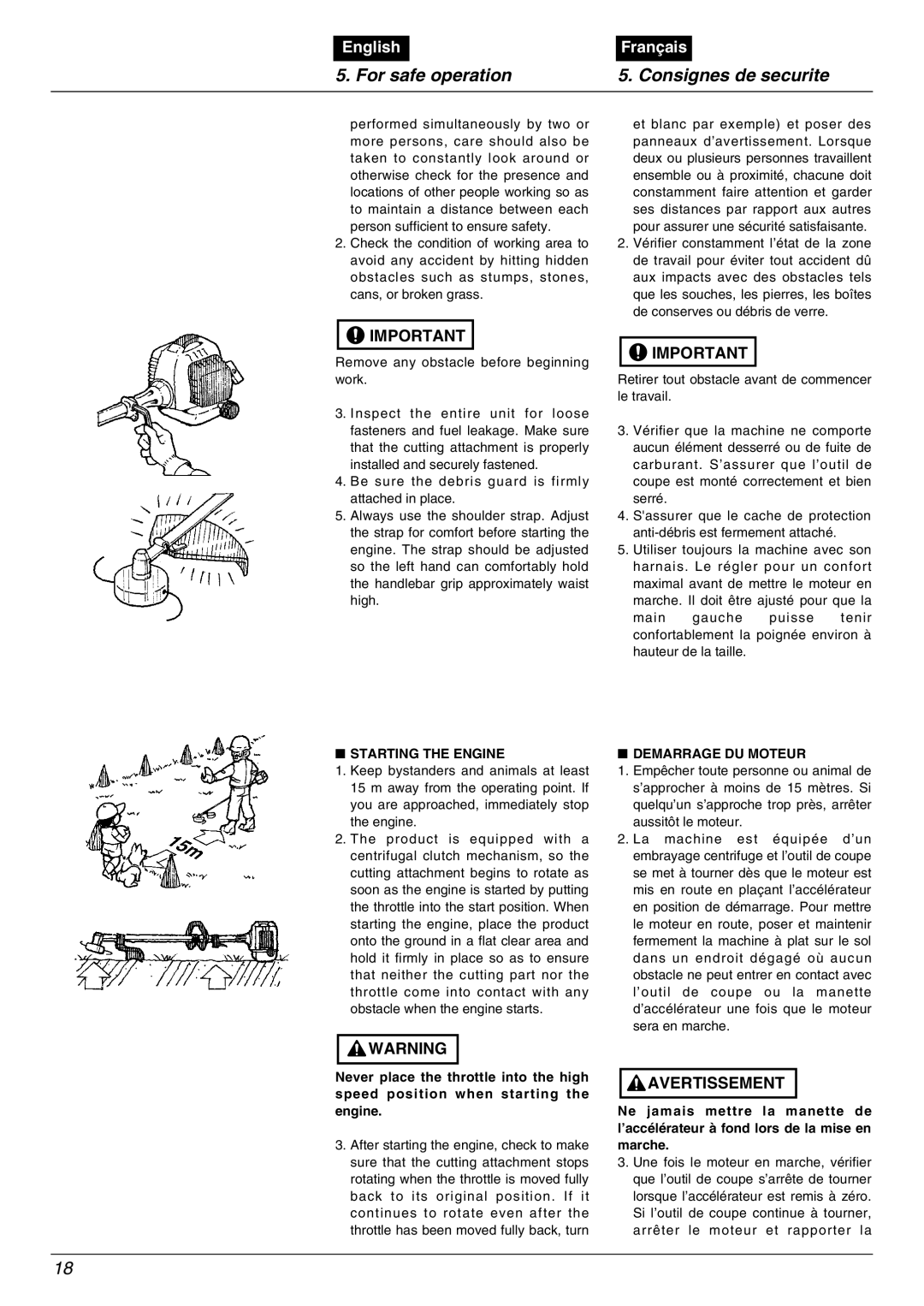 Zenoah BC2000 manual Starting the Engine, Demarrage DU Moteur 