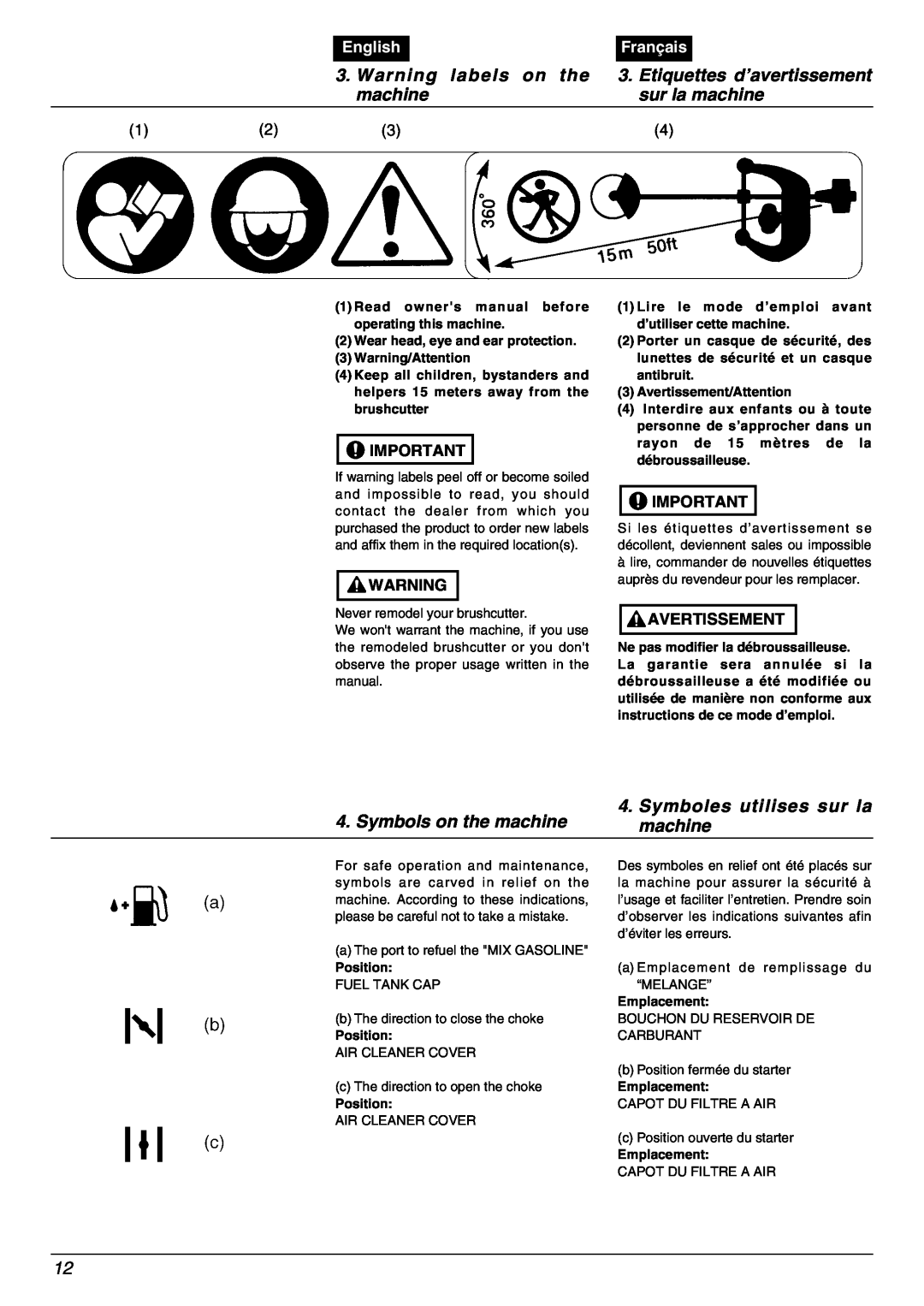 Zenoah BC2000 manual English, Français 