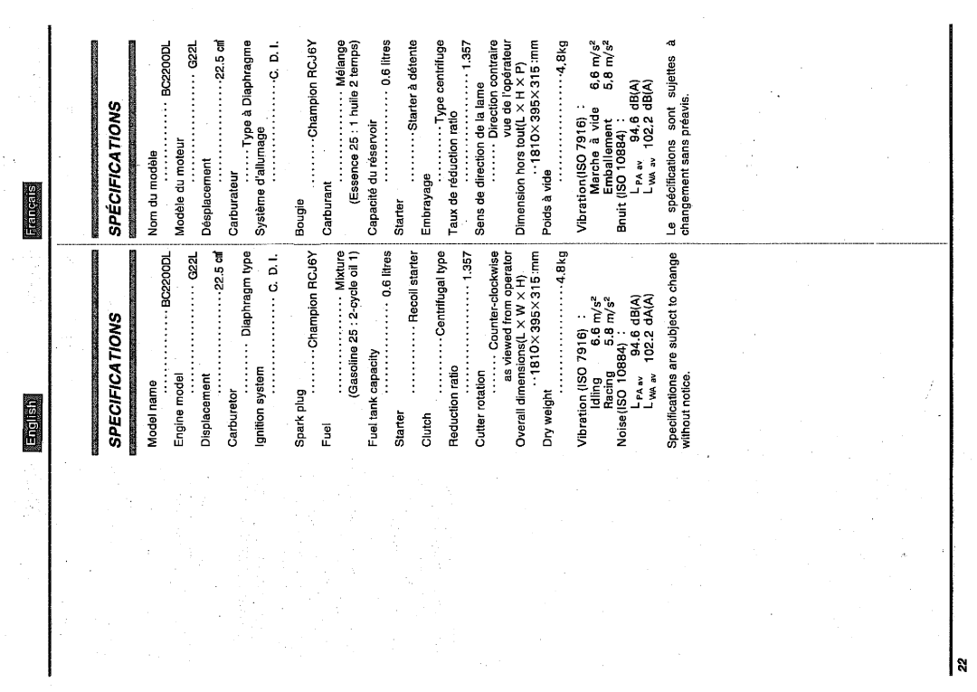 Zenoah BC2200DL manual 