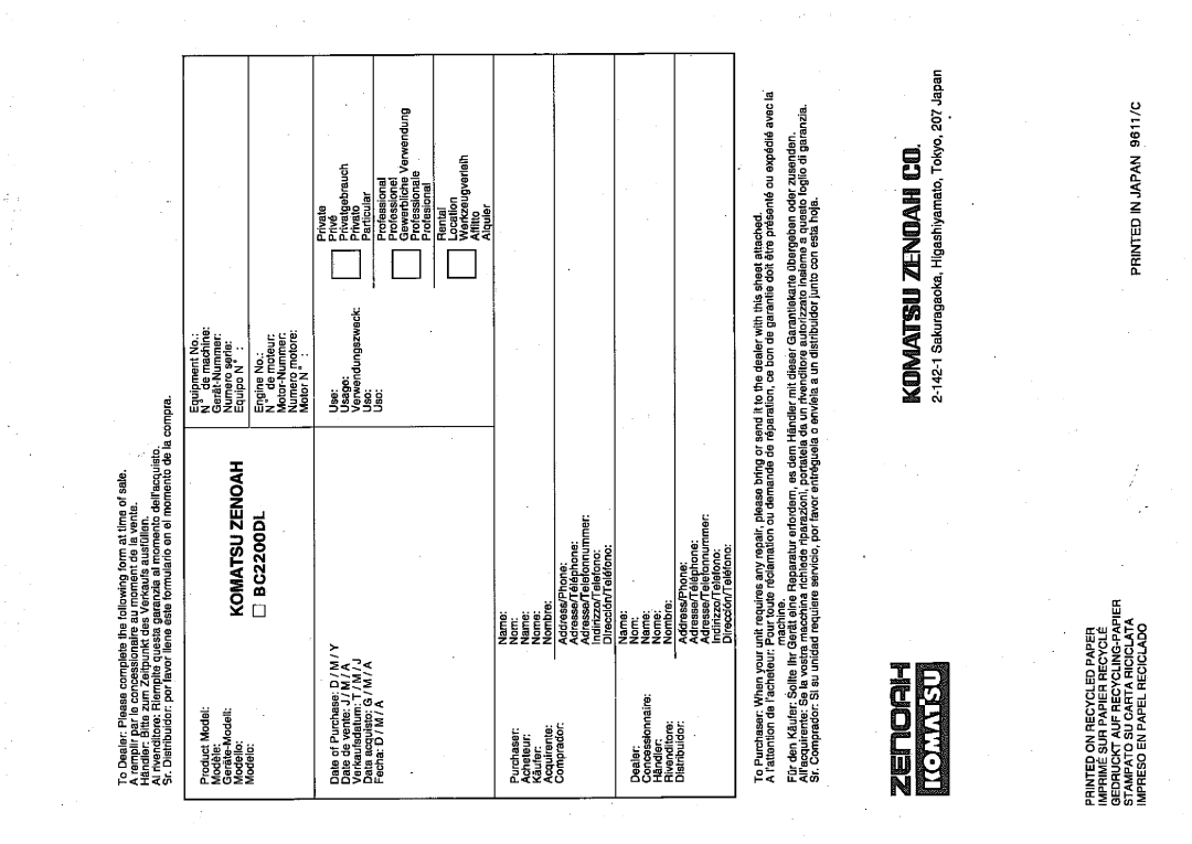 Zenoah BC2200DL manual 