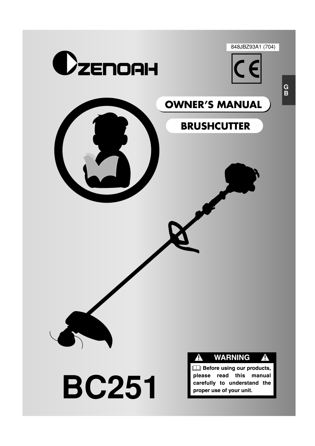 Zenoah BC251 owner manual 848JBZ93A1 
