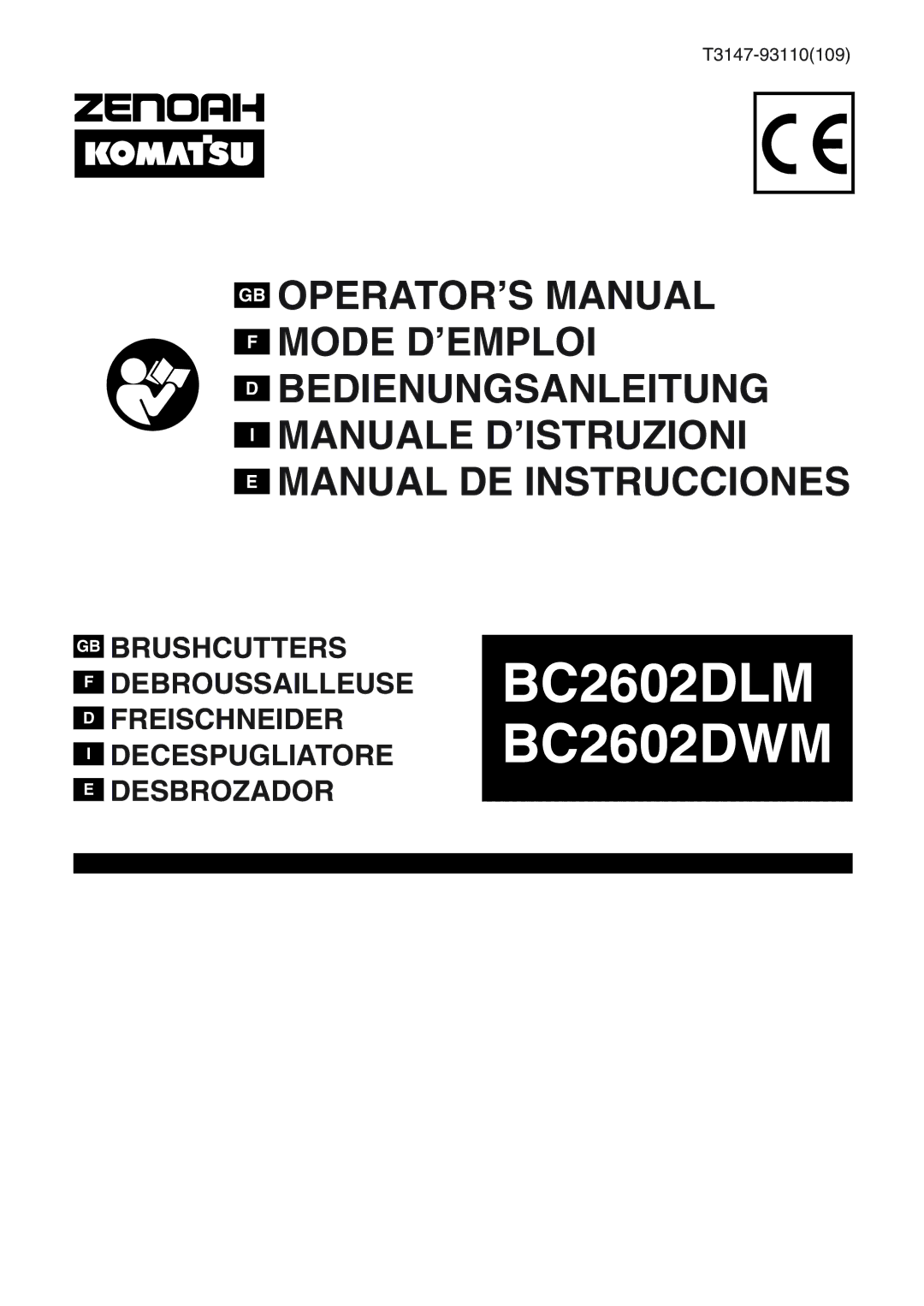 Zenoah BC2602DLM, BC2602DWM manual 