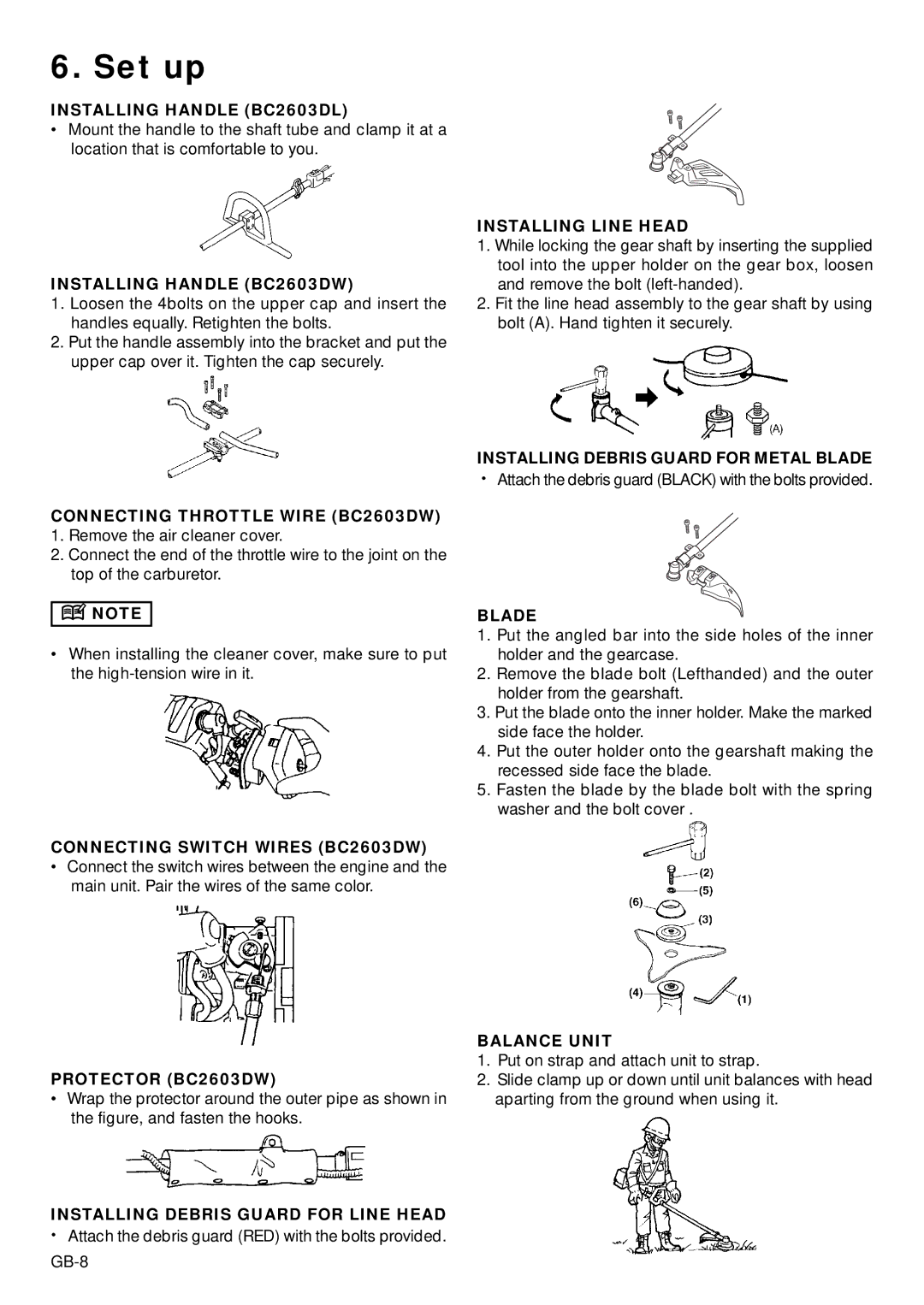 Zenoah BC2603DW, BC2603DL owner manual Set up 