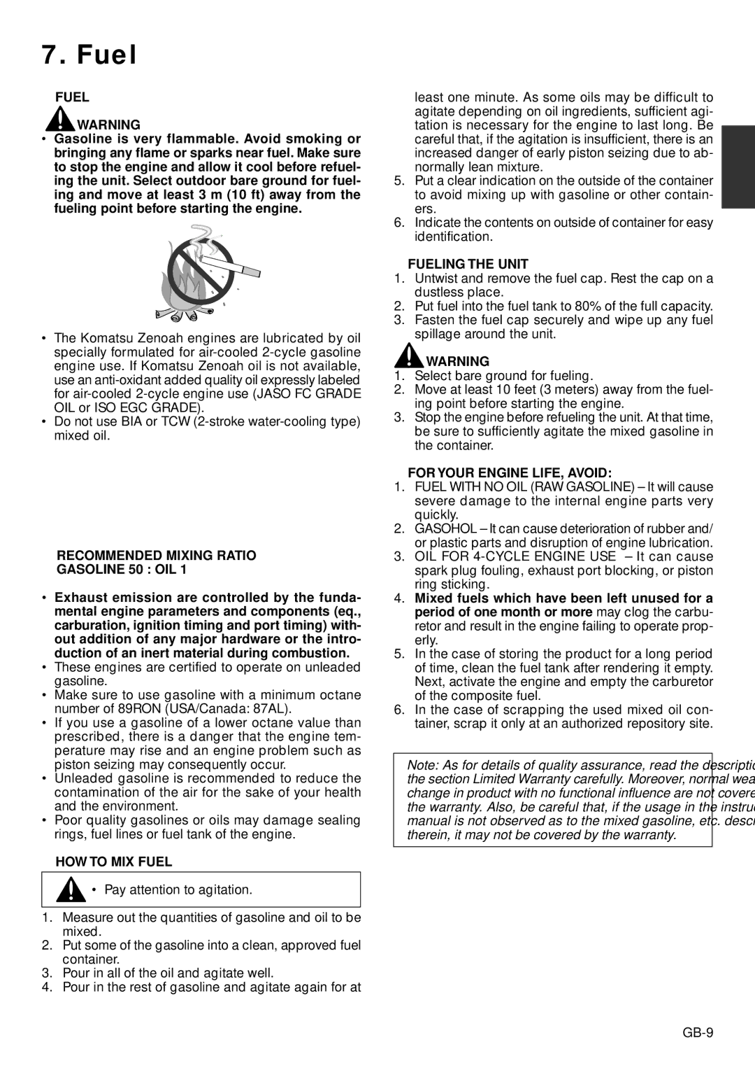 Zenoah BC2603DL, BC2603DW owner manual Fuel 