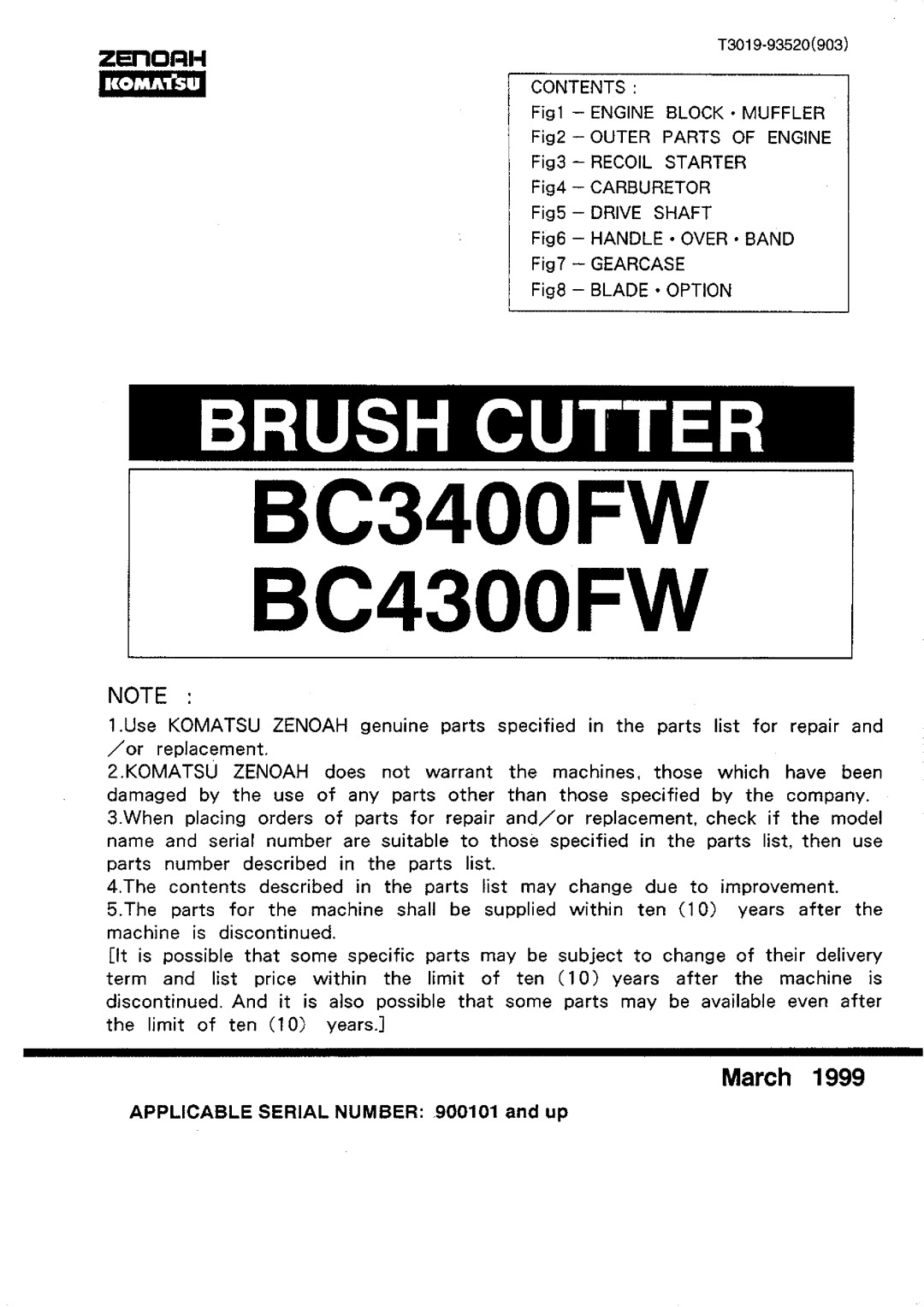 Zenoah BC4300FW, BC3400FW manual 