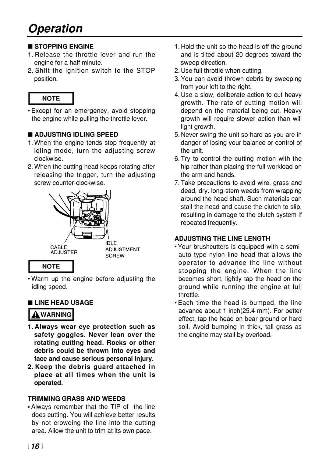 Zenoah BC3401DL manual  16  