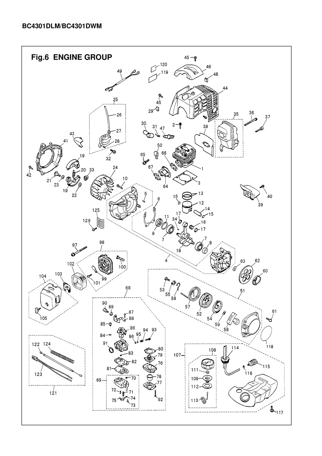 Zenoah BC3401DLM, BC3401DWM manual Engine Group, BC4301DLM/BC4301DWM 