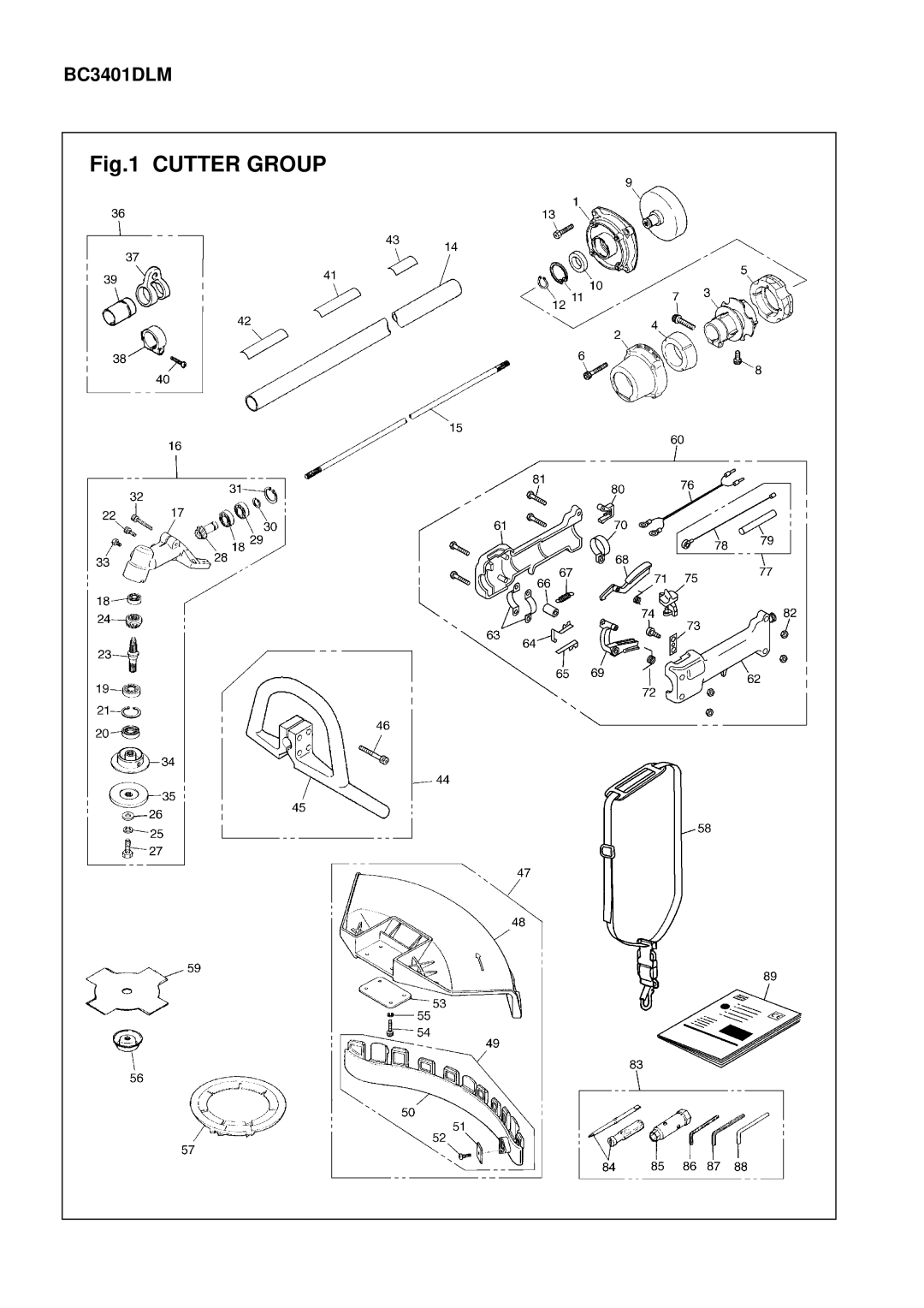 Zenoah BC4301DWM, BC3401DWM, BC4301DLM manual Cutter Group, BC3401DLM 