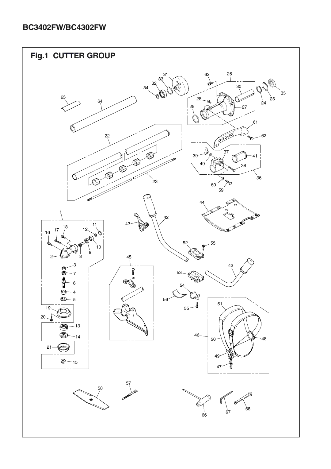 Zenoah manual BC3402FW/BC4302FW, Cutter Group 