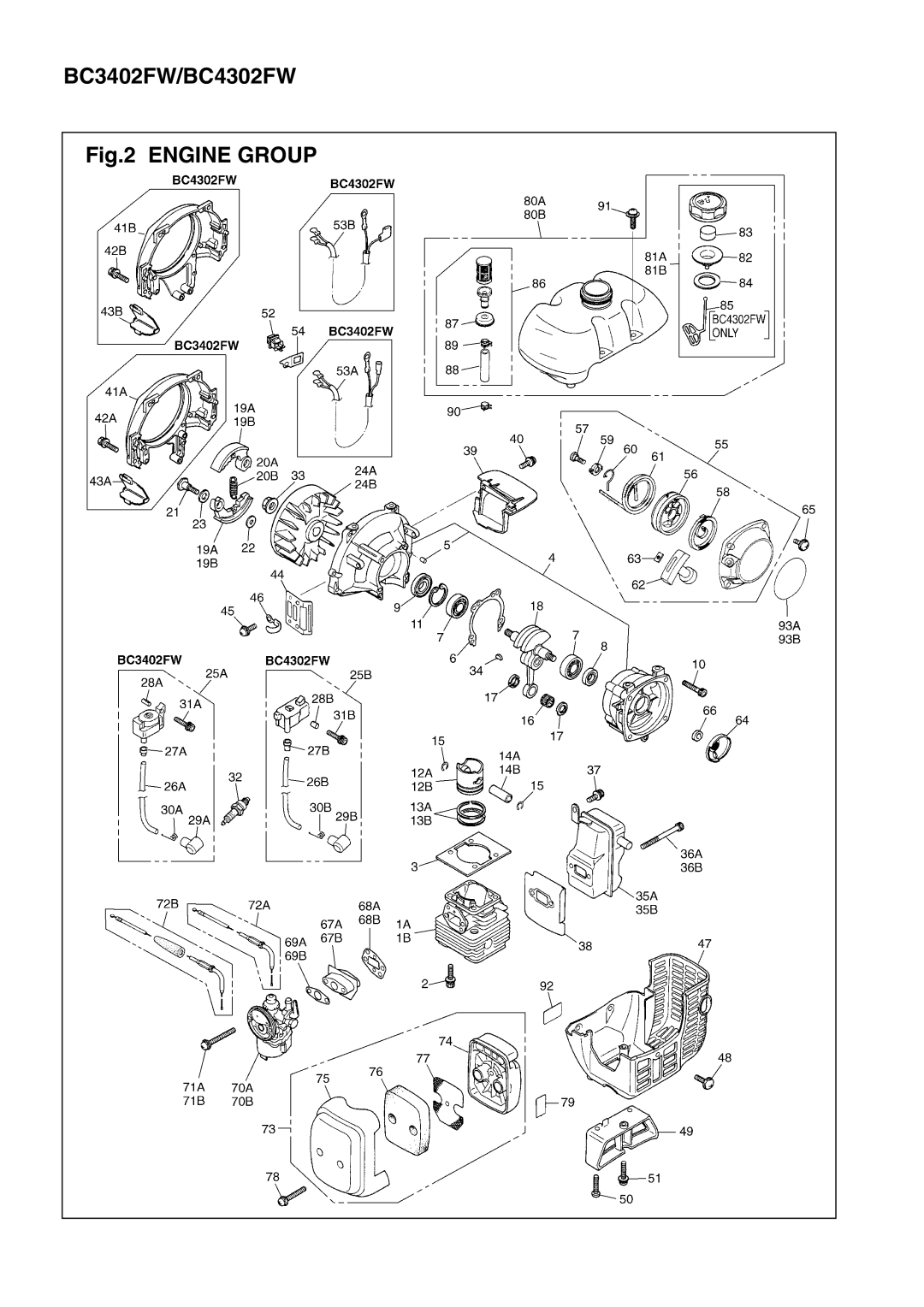 Zenoah manual BC3402FW/BC4302FW ENGINE GROUP 