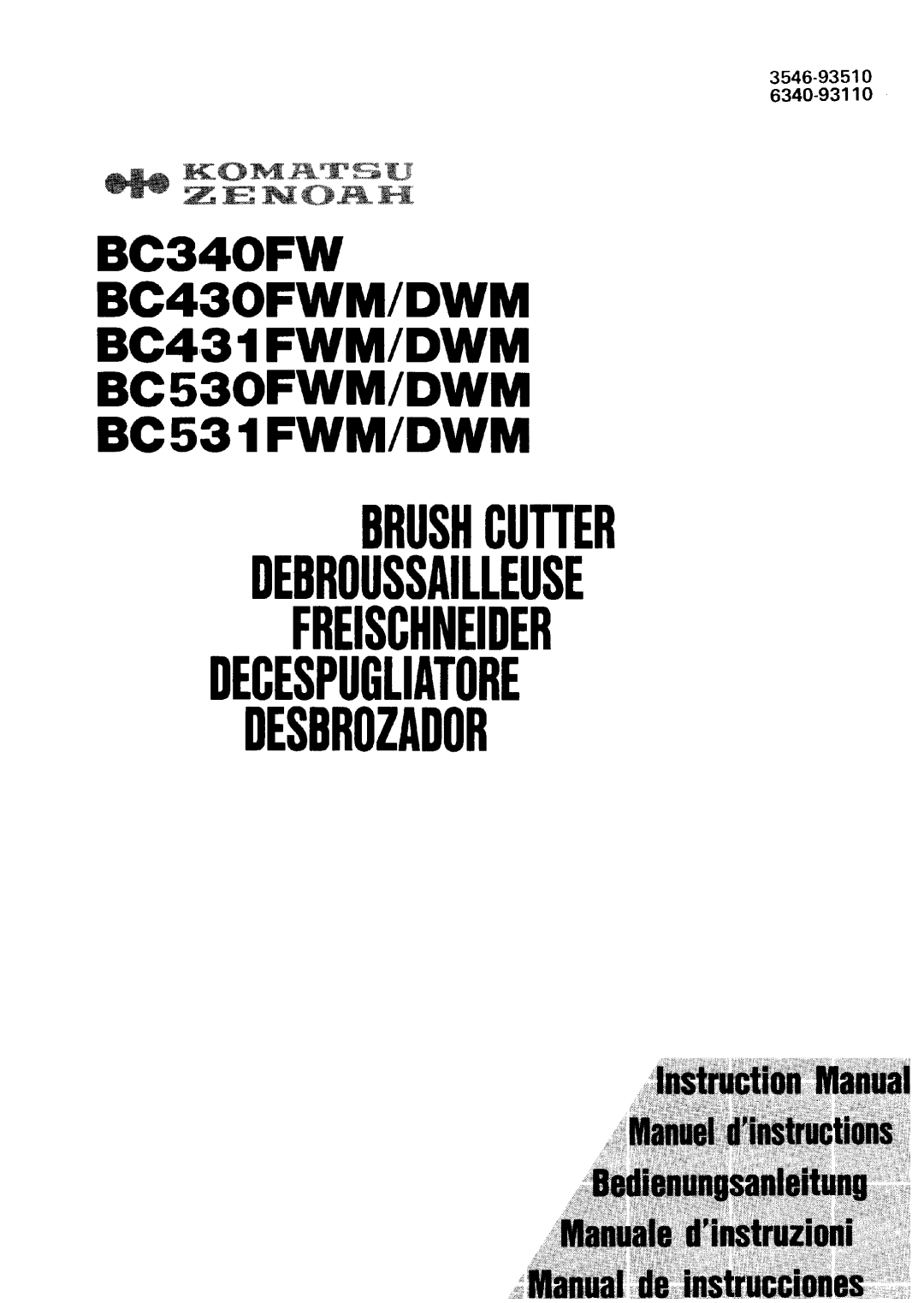 Zenoah BC340FWM, BC431FWM/DWM, BC531FWM/DWM, BC530FWM/DWM, BC430FWM/DWM manual 