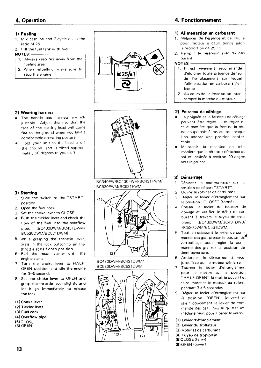 Zenoah BC431FWM/DWM, BC340FWM, BC531FWM/DWM, BC530FWM/DWM, BC430FWM/DWM manual 