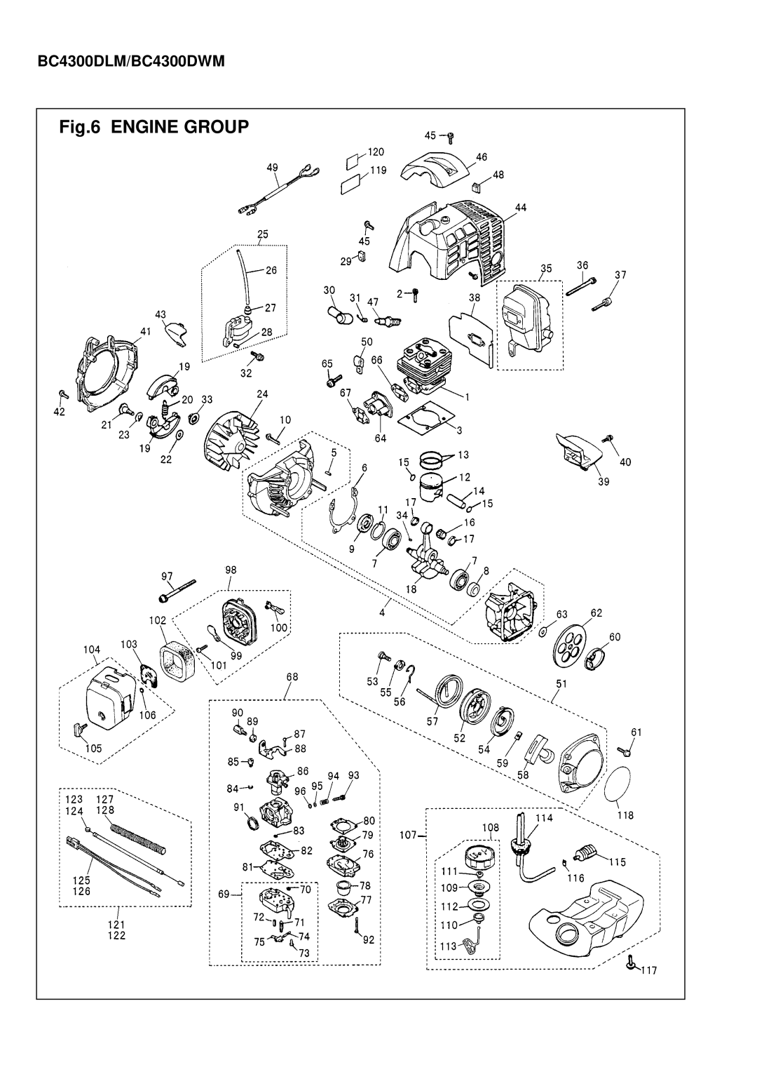 Zenoah BC3400DLM, BC3400DWM manual Engine Group, BC4300DLM/BC4300DWM 