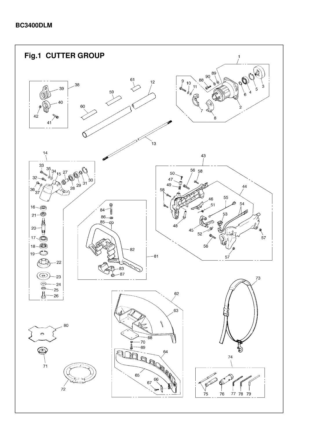 Zenoah BC3400DLM, BC4300DLM, BC4300DWM, BC3400DWM manual Cutter Group 