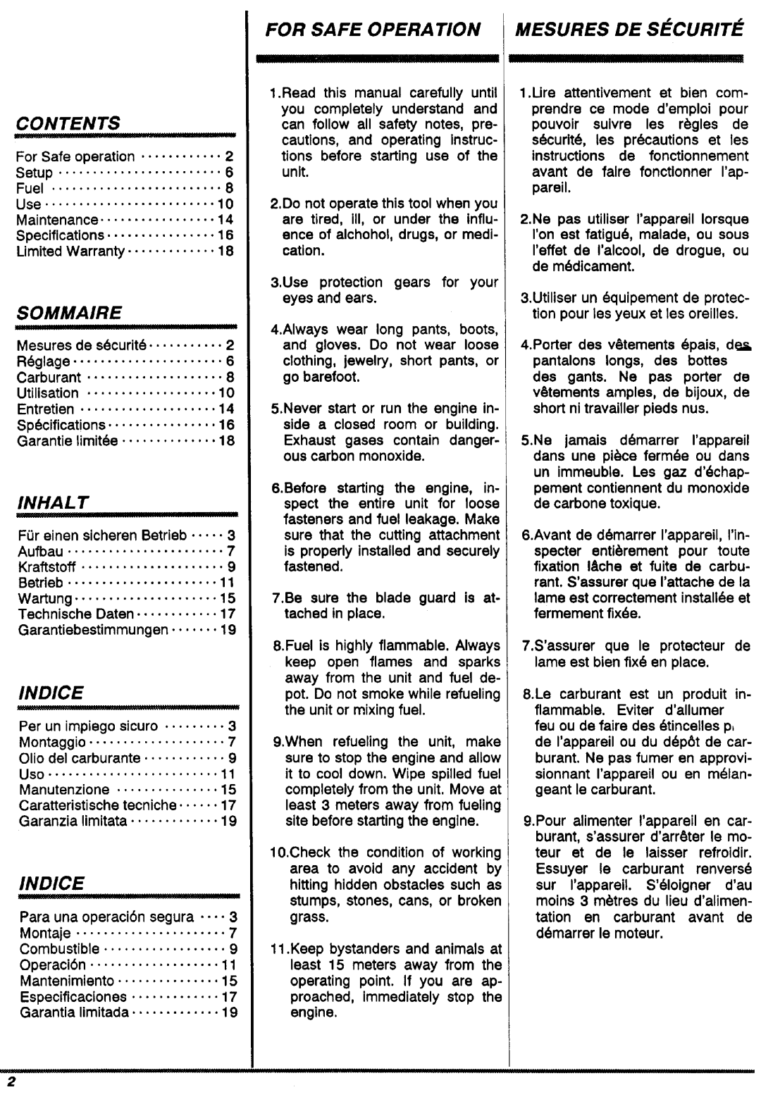 Zenoah BC531DWM, BC431DWM, BC530DWM, BC430DWM manual 