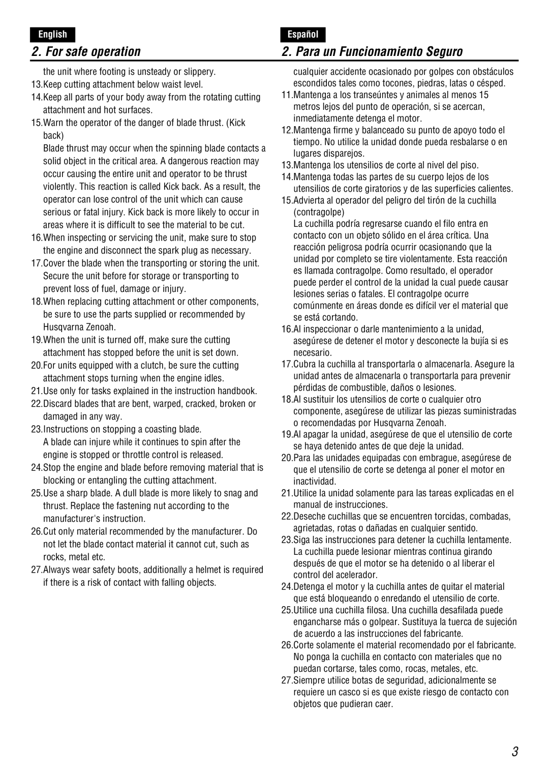 Zenoah BC4500DW owner manual Damaged in any way Instructions on stopping a coasting blade, Contragolpe 