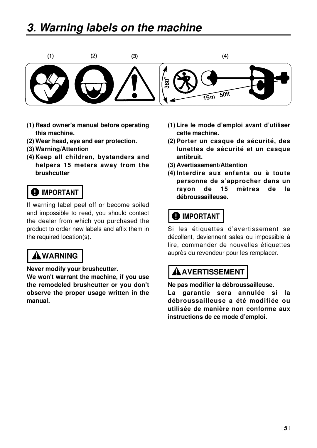 Zenoah BCX2600S manual Avertissement 