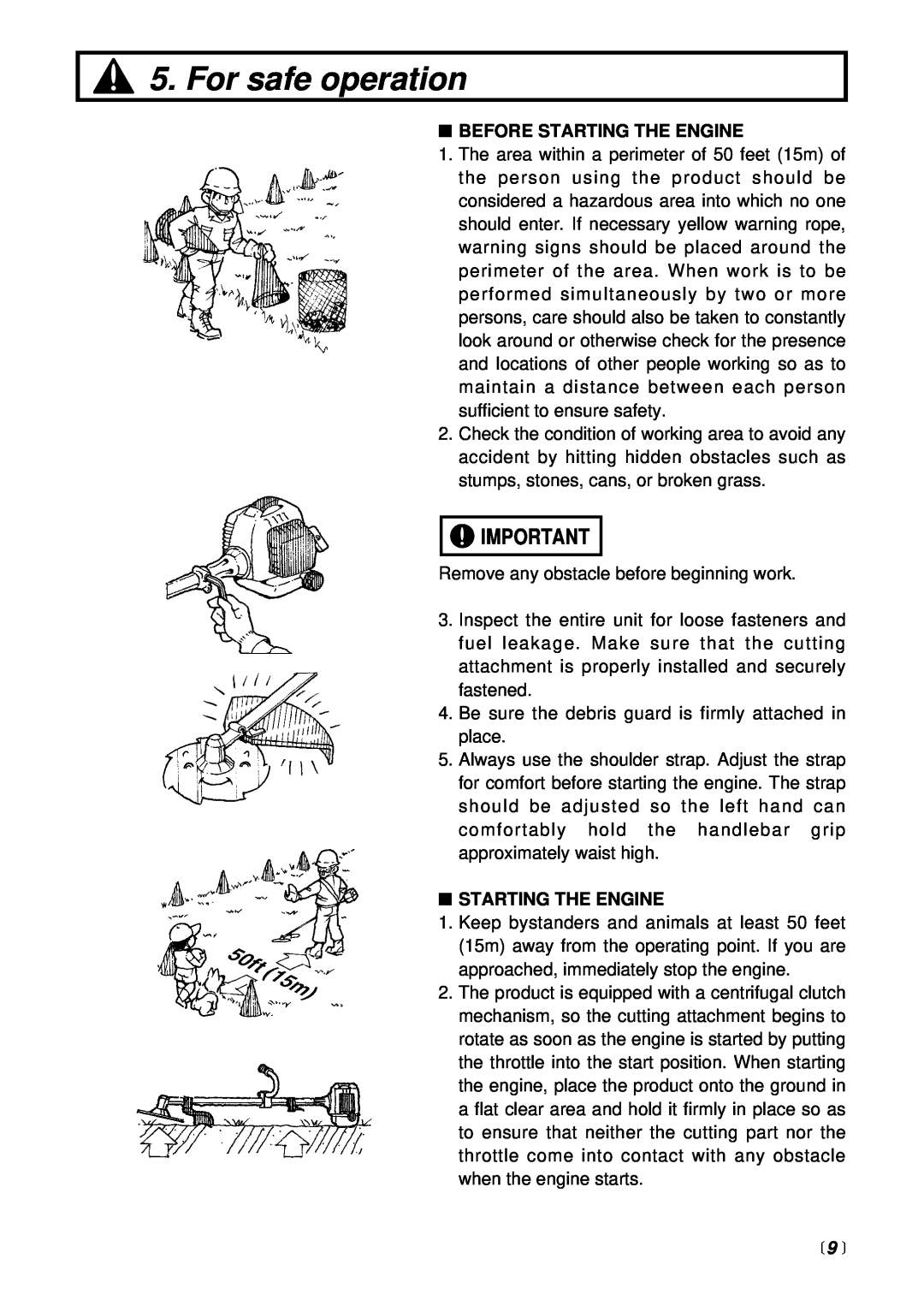 Zenoah BCX2600S manual Before Starting The Engine, For safe operation 