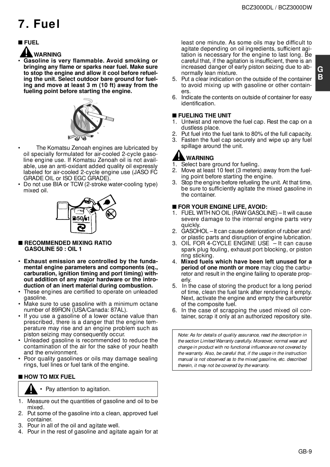 Zenoah BCZ3000DW owner manual Fuel 