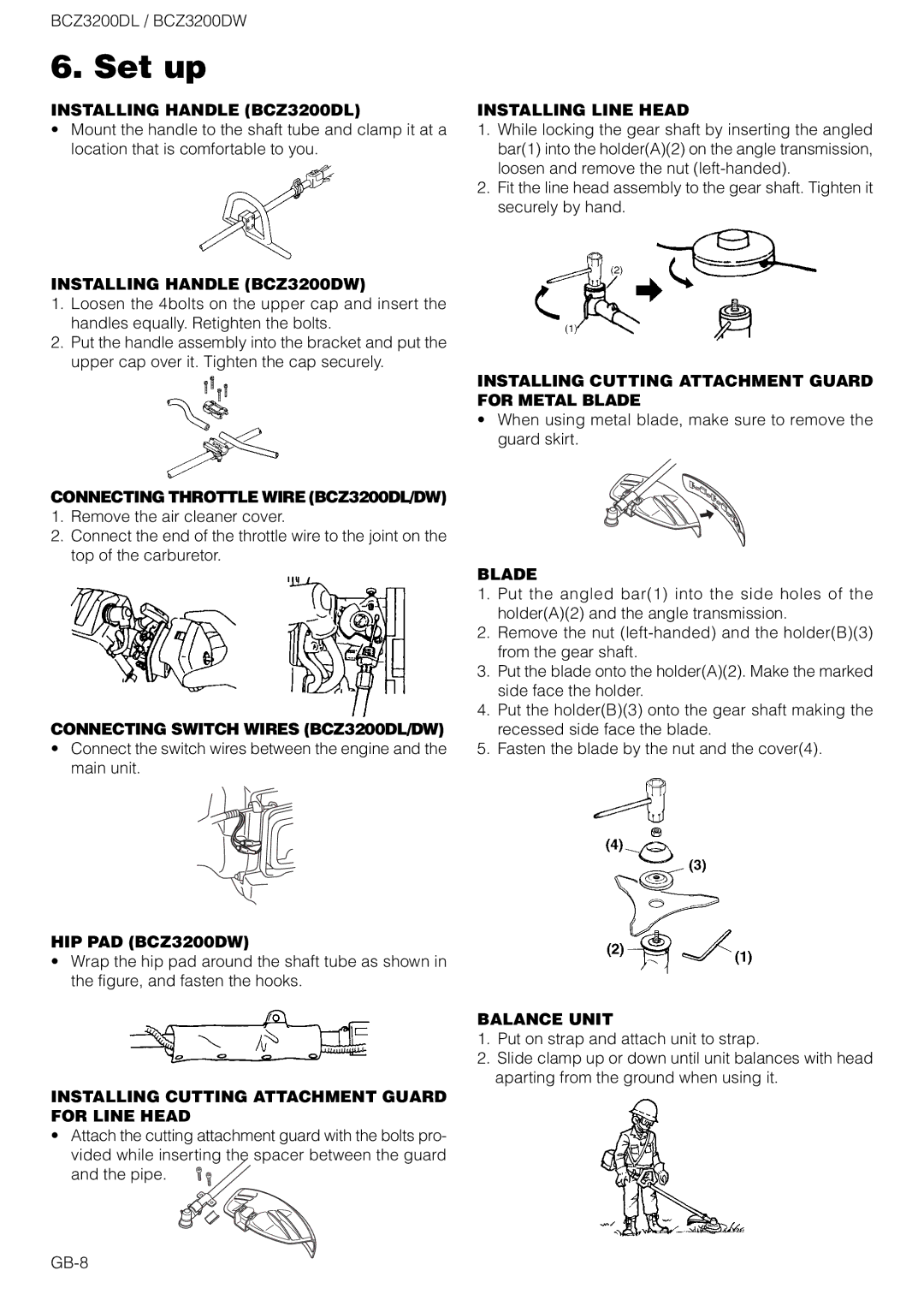 Zenoah BCZ3200DW owner manual Set up 