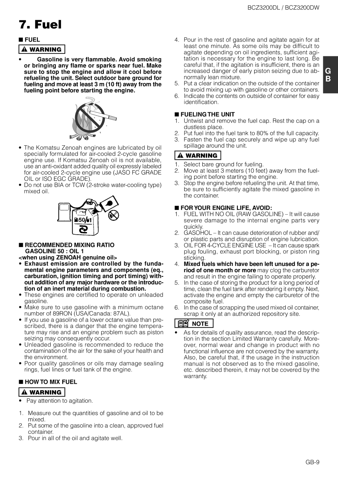 Zenoah BCZ3200DW owner manual Fuel 