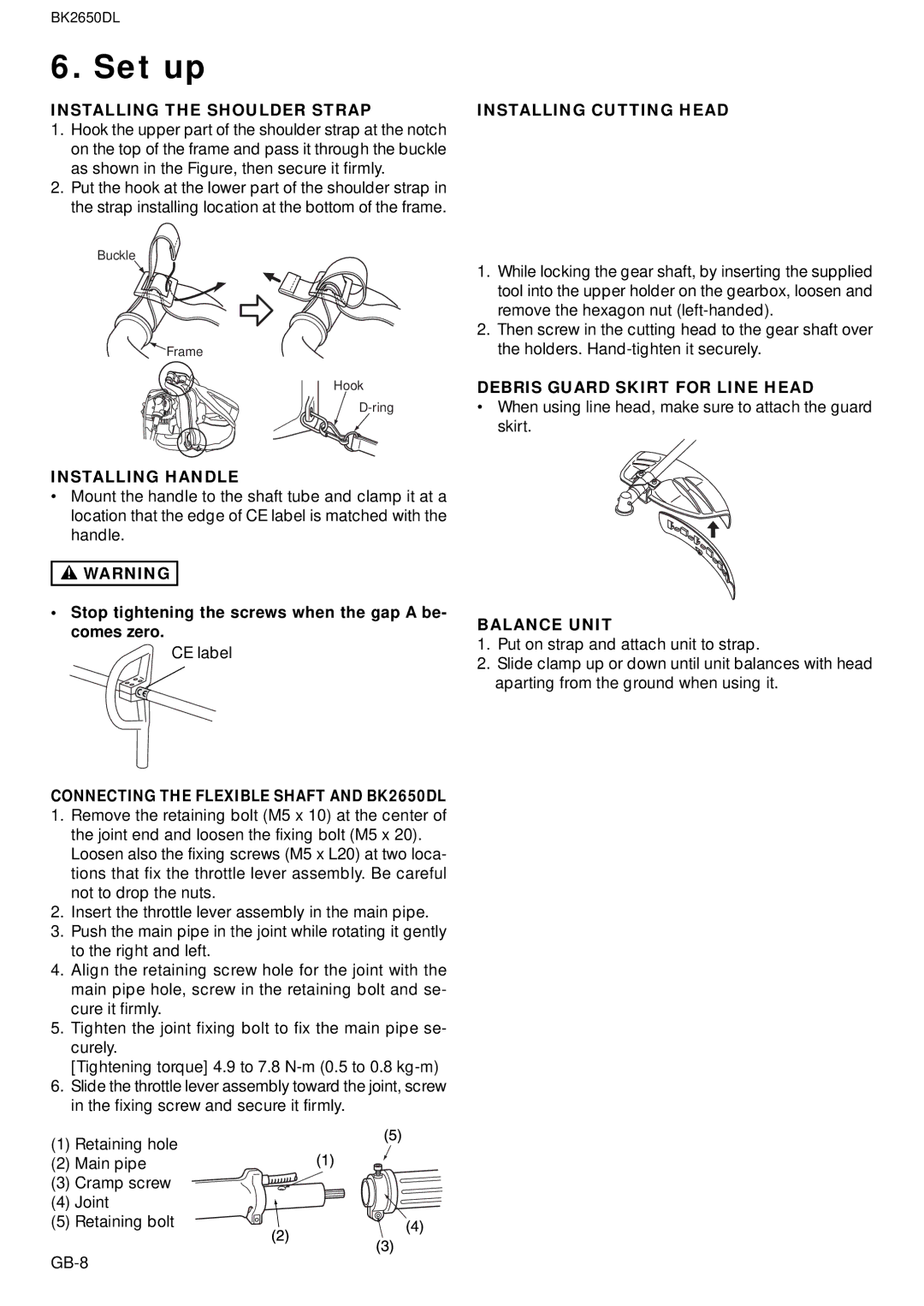 Zenoah BK2650DL owner manual Set up 