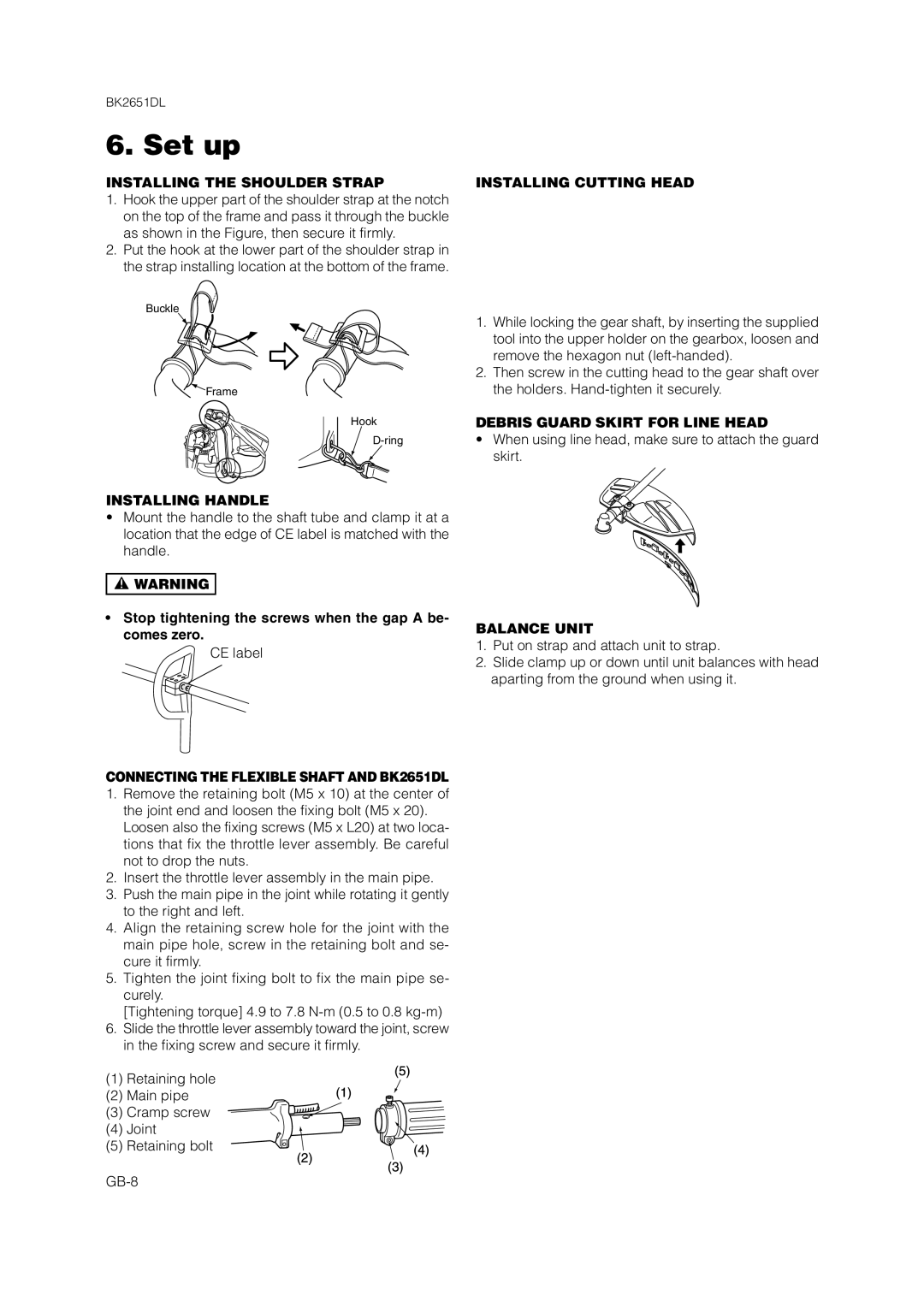 Zenoah BK2651DL owner manual Set up 