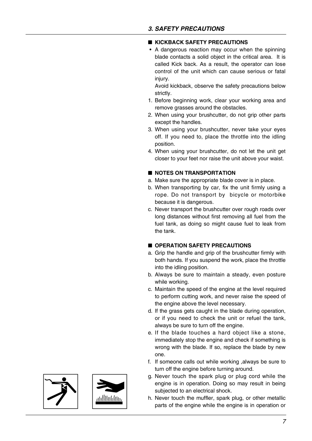 Zenoah BK4310FL, BK3410FL owner manual Kickback Safety Precautions, Operation Safety Precautions 