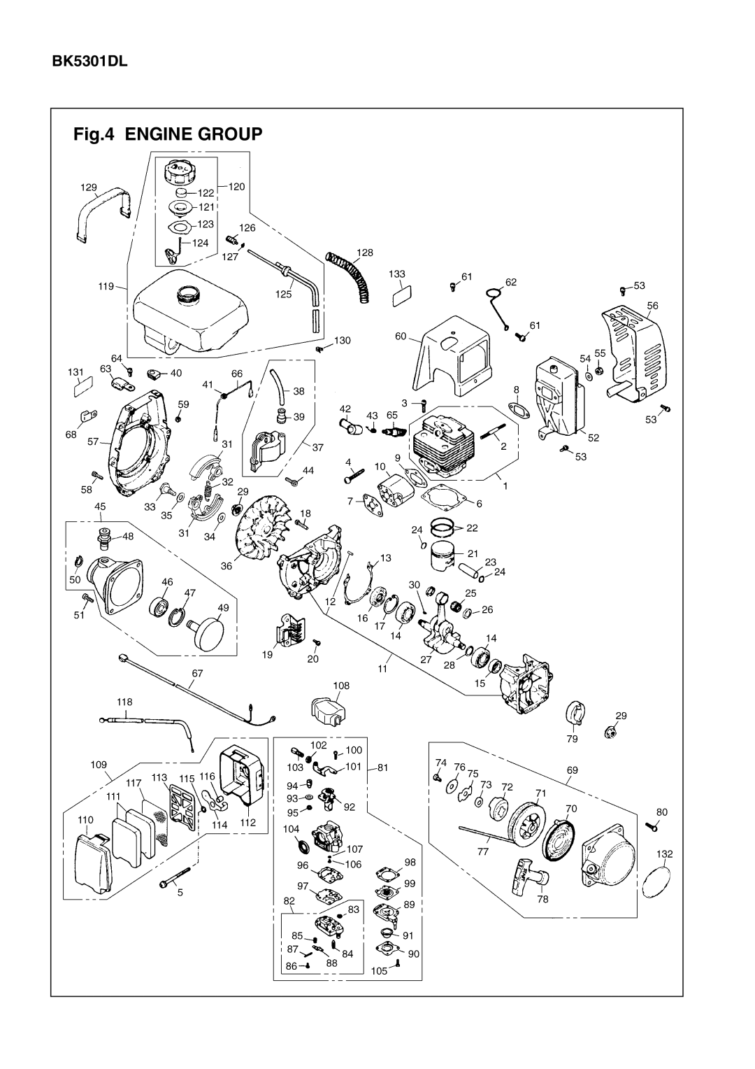 Zenoah BK5301DL, BK3501FL, BK4501FL manual Engine Group 