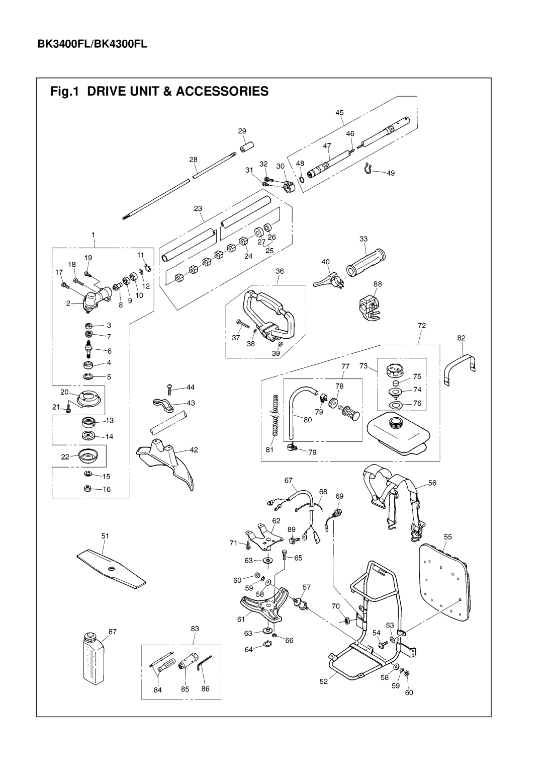 Zenoah BK3400FT, BK4300FT, BK3400FLJ manual Drive Unit & Accessories, BK3400FL/BK4300FL 