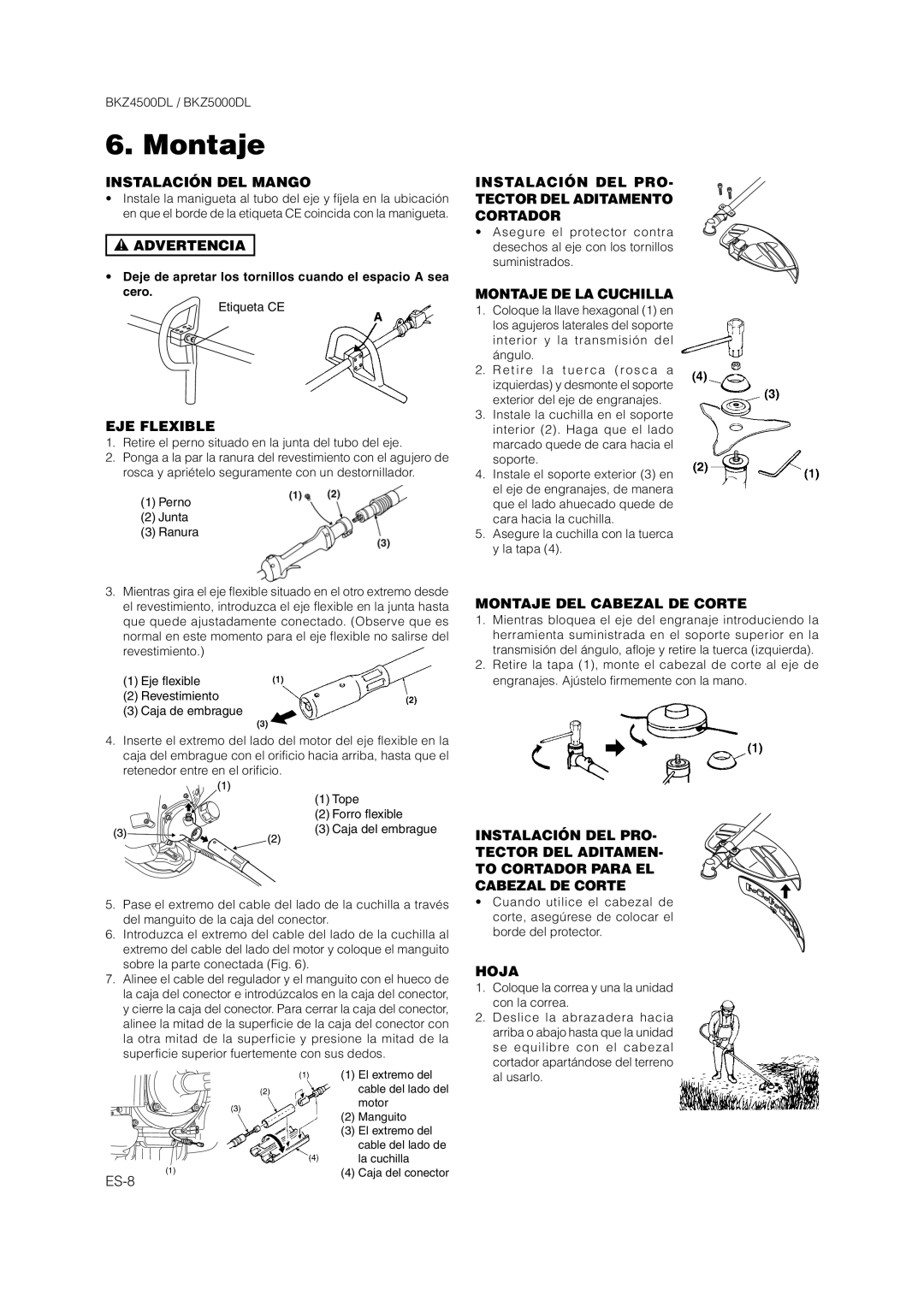 Zenoah BKZ4500DL manual Montaje 