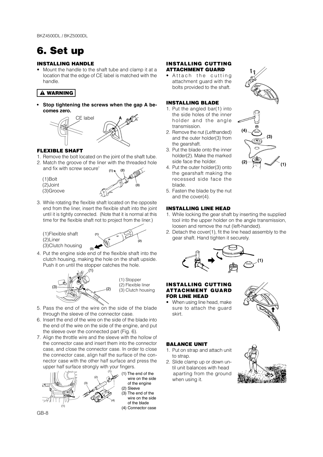 Zenoah BKZ5000DL owner manual Set up 