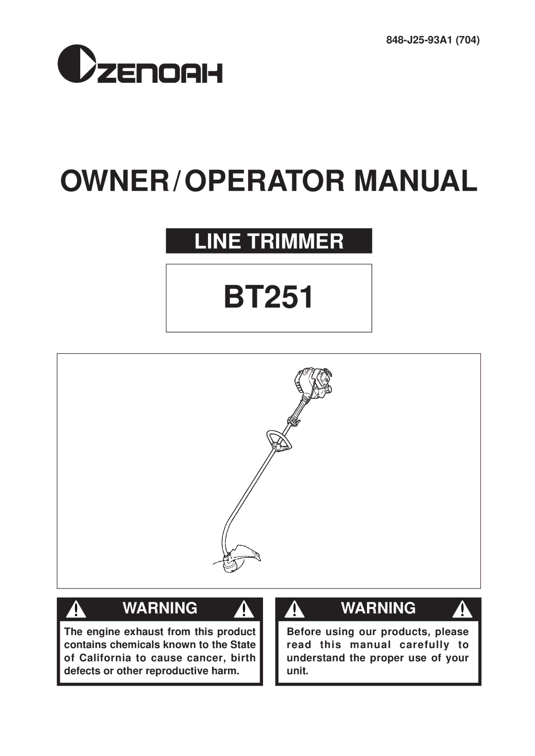 Zenoah BT251 manual 